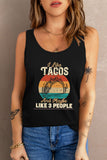 I LIKE TACOS Canotta grafica da donna nera con scollo a U