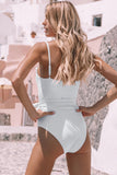 White Heart Print Frilled Lace-up One Piece Swimwear