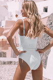 White Ox Head Graphic Frilled Spaghetti Strap One-piece Swimsuit LC443244-1