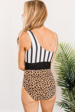  Color Block Leopard Striped Ox Head Print One-piece SwimwearLC443251-20