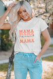 White Mama Letter Print Tee for Women LC25216061-1