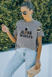 Gray Casual Letter and Pineapple Leopard Print Graphic Tee LC25216069-11