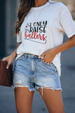 White Casual Letter and Baseball Print Graphic Tee LC25216077-1