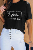 BASEBALL SEASON Black Casual Crew Neck T-shirt LC25216078-2