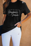 BASEBALL SEASON Black Casual Crew Neck T-shirt LC25216078-2