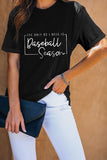 BASEBALL SEASON Black Casual Crew Neck T-shirt LC25216078-2