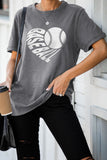 Gray Baseball Pattern Oversized Short Sleeve T-shirt LC25216081-11