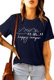 Blue Happy Camper Mountain Sketch Short Sleeve T-shirt LC25216578-5