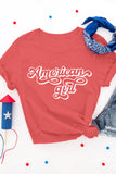 Red American Girl Casual Round Neck Tee LC25216582-3