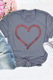 Gray Heart Print Crew Neck Graphic T-shirt LC25216573-11