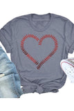 Gray Heart Print Crew Neck Graphic T-shirt LC25216573-11