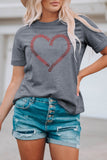 Gray Heart Print Crew Neck Graphic T-shirt LC25216573-11