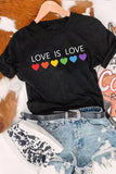 Women's Love Is Love Printing Crew Neck Black T Shirt