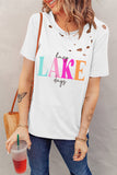 White Lazy Lake Days Ripped Short Sleeve T Shirt