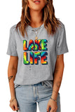 Gray LAKE LIFE Tie Dye Graphic Print Short Sleeve T Shirt LC25217792-11