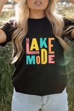 Black LAKE MODE Letter Print Short Sleeve T Shirt LC25217822-2