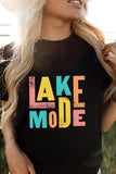 Black LAKE MODE Letter Print Short Sleeve T Shirt LC25217822-2