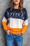 Orange Woman's Striped Contrast Stitching Sweatshirt LC25312491-14