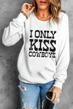 White LONELY KISS COWBOYS Crew Neck Sweatshirt LC25312497-1