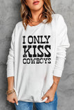 White LONELY KISS COWBOYS Crew Neck Sweatshirt LC25312497-1