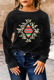 Black Aztec Leopard Print Long Sleeve Pullover Sweatshirt LC25312528-2