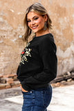 Black Aztec Leopard Print Long Sleeve Pullover Sweatshirt LC25312528-2