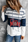 White Speak to Me Color Block Drawstring Hoodie LC25312531-1