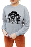 Gray COWBOY Take Me Away Hat Graphic Print Pullover Sweatshirt LC25312541-11