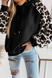 Black Leopard Bishop Sleeve Hooded Sweatshirt LC25312272-2