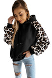 Black Leopard Bishop Sleeve Hooded Sweatshirt LC25312272-2