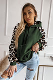 Green Leopard Bishop Sleeve Hooded Sweatshirt LC25312272-9