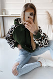 Green Leopard Bishop Sleeve Hooded Sweatshirt LC25312272-9