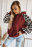 Red Leopard Bishop Sleeve Hooded Sweatshirt LC25312272-3