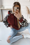 Red Leopard Bishop Sleeve Hooded Sweatshirt LC25312272-3