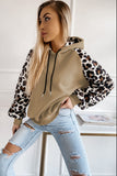 Khaki Leopard Bishop Sleeve Hooded Sweatshirt LC25312272-16