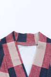 Red Draped Open Front Plaid Cardigan LC2541491-3