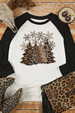 LC25118061-2-S, LC25118061-2-M, LC25118061-2-L, LC25118061-2-XL, LC25118061-2-2XL, Black Christmas Tree Leopard T Shirt Xmas Holiday Tee Tops for Women