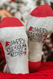 BH041271-11, Gray Merry Christmas Graphic Knit Tube Socks