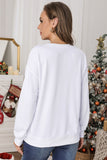 LC25313734-1-S, LC25313734-1-M, LC25313734-1-L, LC25313734-1-XL, LC25313734-1-2XL, White Christmas Hat Leopard Letters Print Graphic Sweatshirt