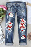 Jeans casual grezzi consumati da Babbo Natale da donna