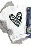 Lucky Leopard Heart Print St Patricks Day T Shirt