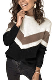 Women's Chevron Colorblock Crew Neck Sweater