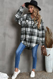 Khaki Grid Print Boyfriend Shirt Coat