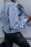 Turn Down Collar Pocket Buttoned Denim Jacket