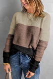 Maglione pullover con trama a rete color block da donna