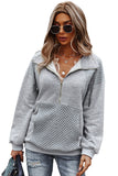 Half Zipper Pullover Sweatshirt with Kangeroo Pocket