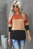 Maglione pullover con trama a rete color block da donna