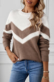 Women's Chevron Colorblock Crew Neck Sweater