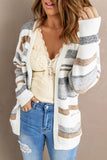 Ladies White Colorblock Open Front Cardigan with Pockets