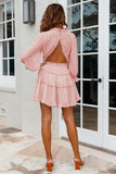 Pink puff sleeve tiered dress